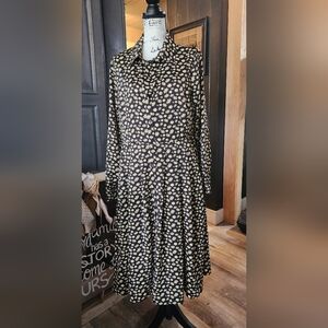 Glamorous Black and Cream Floral Long Sleeve Dress